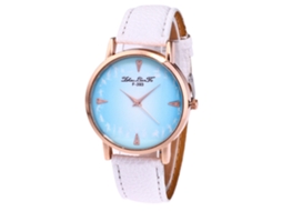 Relógio de pulso masculino Zhoulianfa F-393a, modelo Student, em couro branco. Modelo: Quartzo.