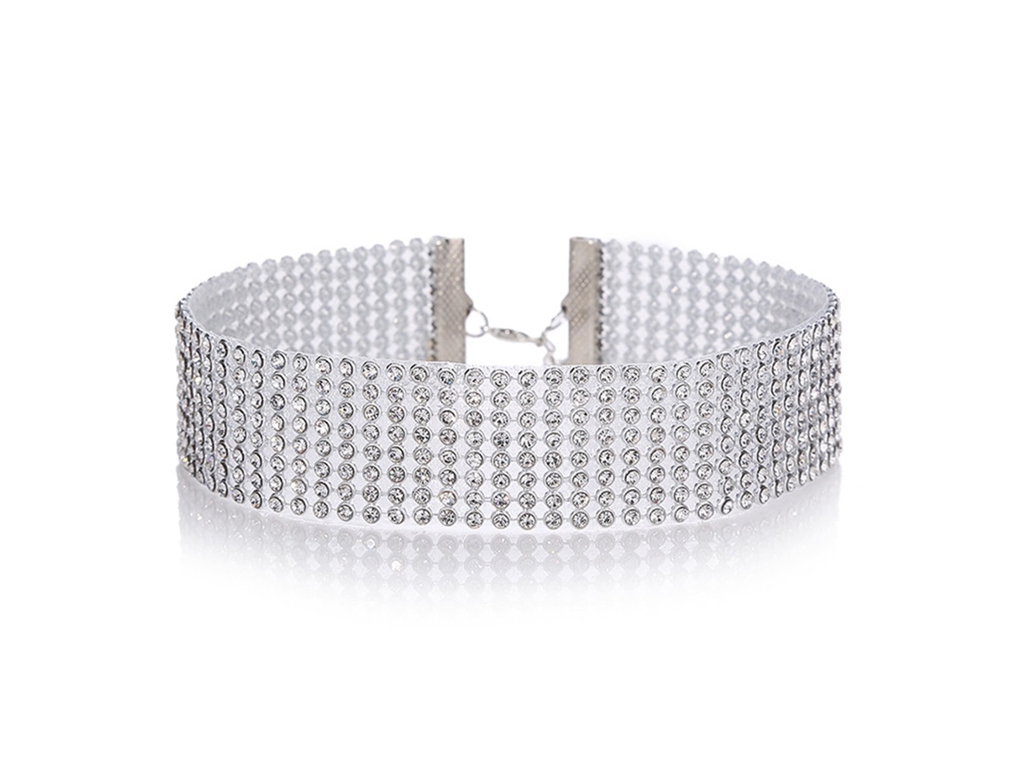 Colar De Clavícula Feminino Strass Total Moda