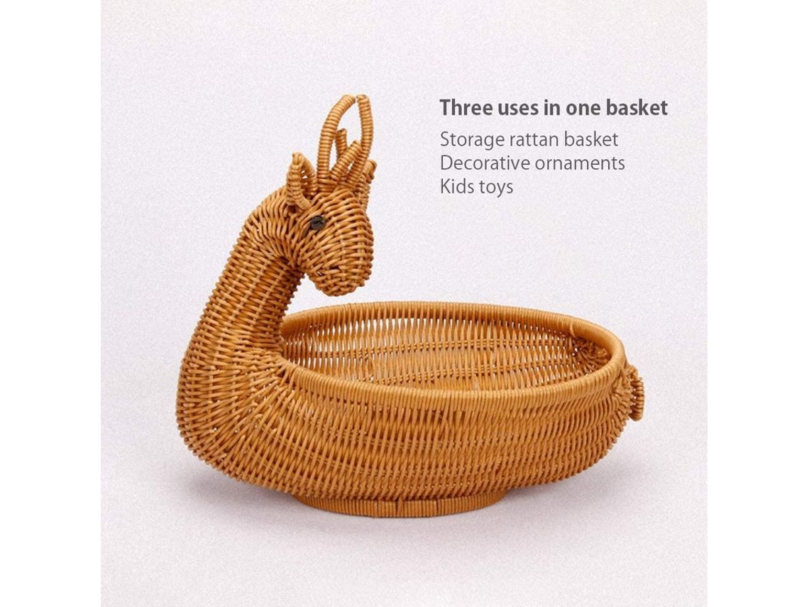 Cesto De Frutas De Rattan Simulado Em Forma Animal, Cesto De Armazenamento Criativo Para Displey E Casa