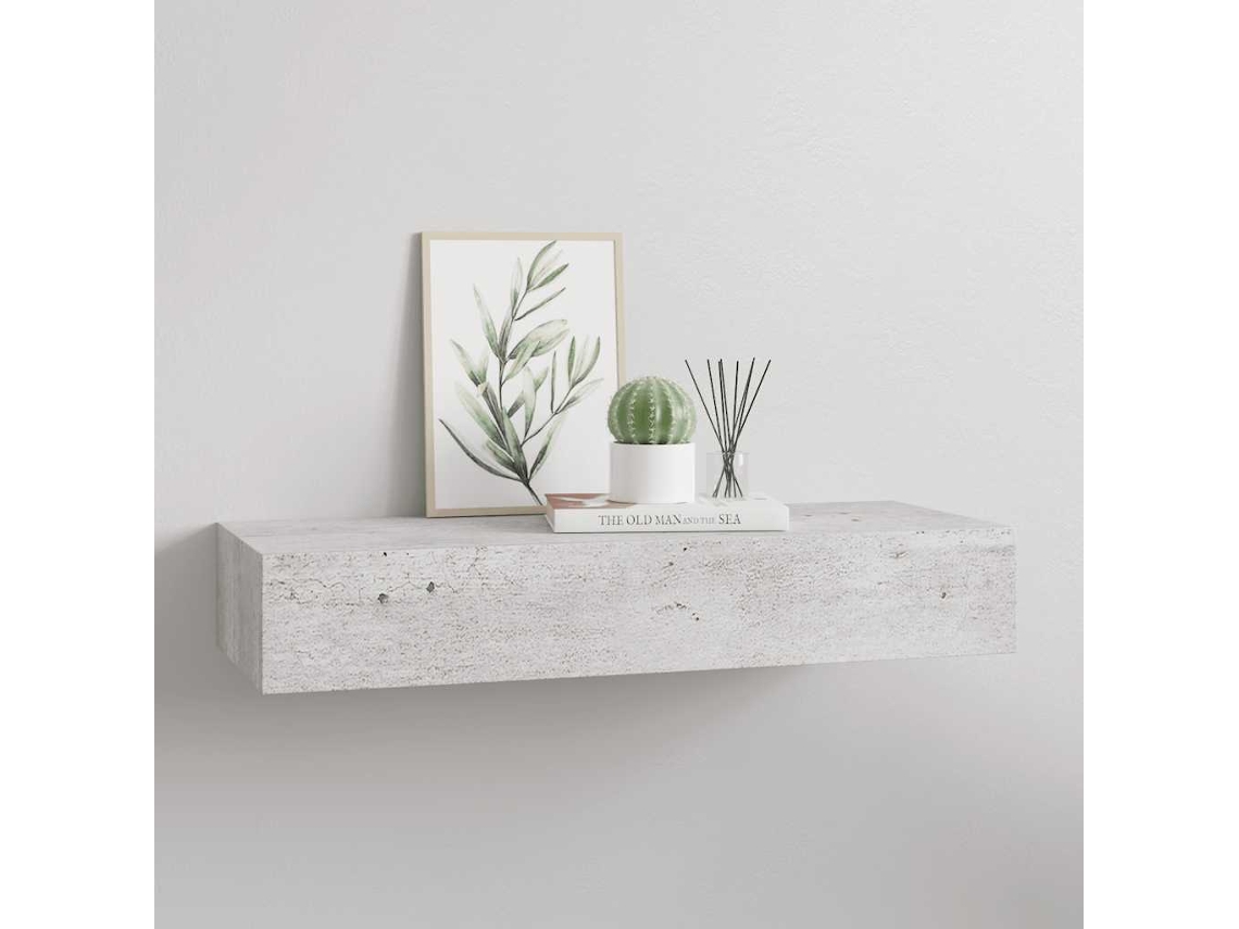 Vidaxl Prateleira Parede C/ Gaveta Mdf 60x23,5x10 Cm Cinzento-cimento