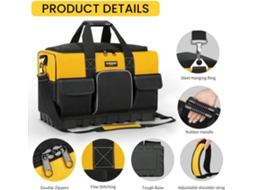 Bolsa Para Ferramentas Com Abertura Superior, Bolsa Para Ferramentas De Eletricista Resistente Com Fundo Rígido À Prova Dágua, Amarela/preta, 16 Zeuxo