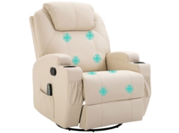Poltrona Reclinável Massagem Vibratória Com Apoio Pés Creme