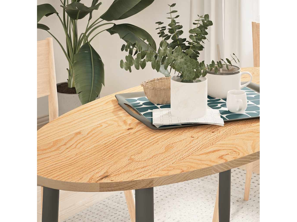 Vidaxl Tampo De Mesa 120x60x2 Cm Madeira De Carvalho Maciça Oval