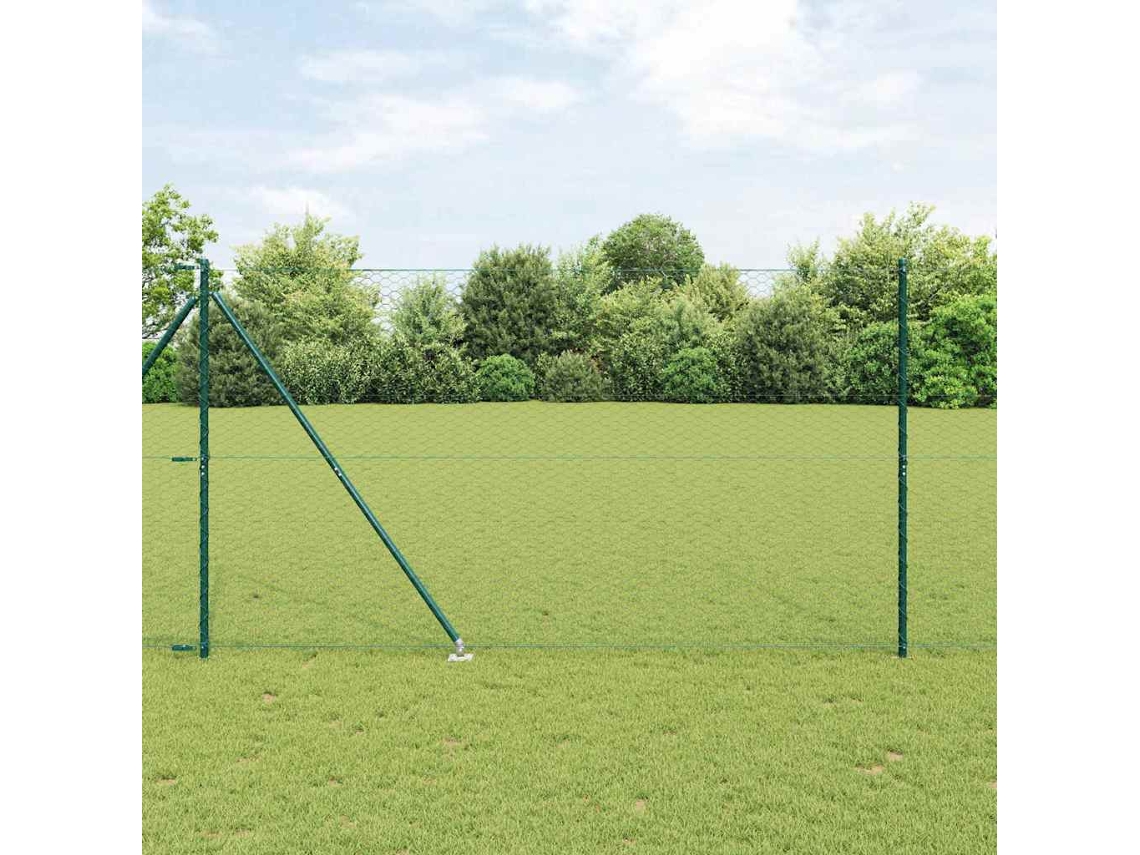 Vidaxl Cerca Hexagonal Com Poste 25 X 1,6 M Aço Revestido De Pvc Verde