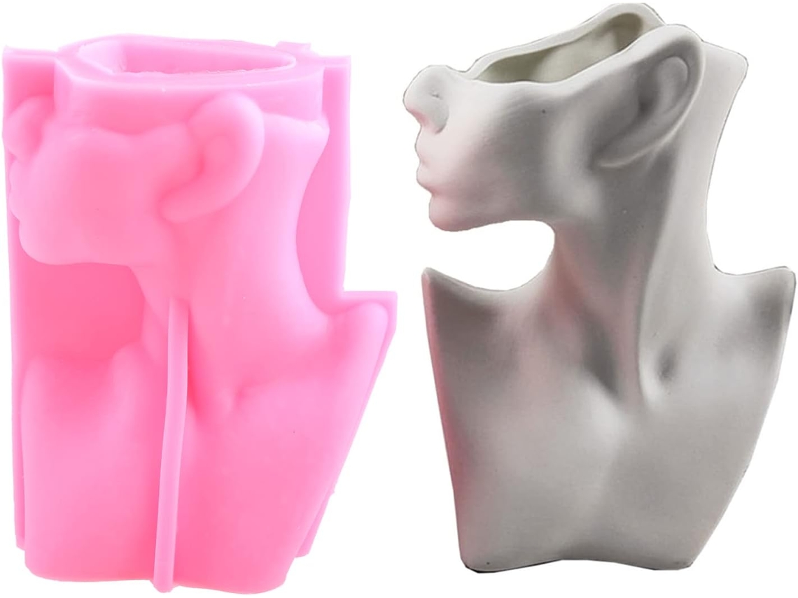 Molde De Silicone Para Metade Do Corpo Humano, Faça Você Mesmo: Vaso De Concreto Para Suculentas, Flores,