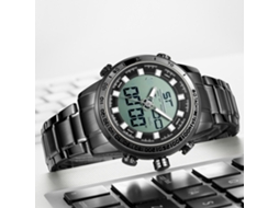 Reloj De Pulsera Analógico De Aleación Para Hombres, Dial Redondo, Cuarzo, Negro Mizums