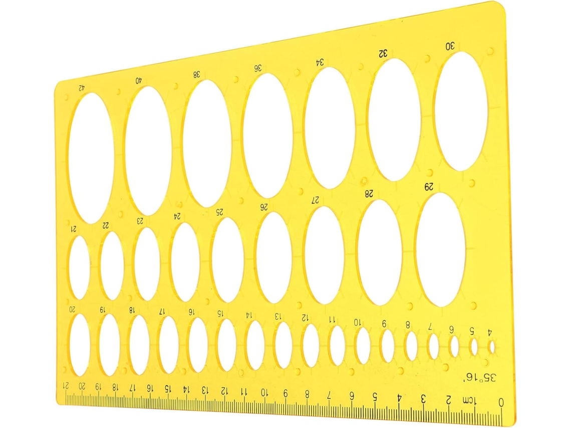 Kit De Réguas Plástico Laranja Pretyzoom Para Medir Elipses E Desenhar Gabaritos, Escala Transparente Para Uso Escolar E
