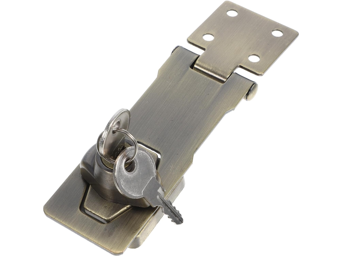 Fechadura De Armário Reforçada Packove Com Trinco Chave, Trinco De Porta Celeiro 4 Polegadas Em Bronze Antigo