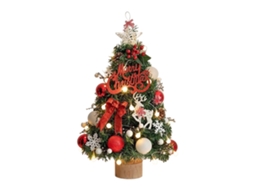 Árvores de Natal artesanais de 45 cm, mini árvores de Natal com luzes de corda e enfeites, pequena árvore de Natal de mesa, árvore Ehstmind