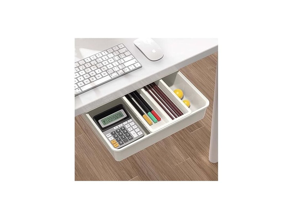 Gaveta de mesa, caixa de armazenamento de mesa, organizador de gaveta de mesa adesivo, bandeja de gaveta oculta Boîwhite Slowmoose
