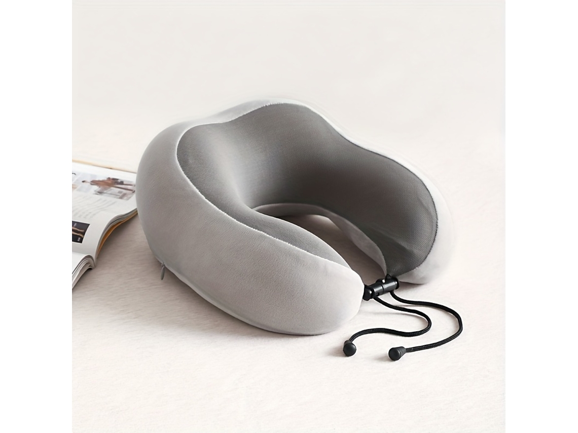 Travesseiro de Viagem Ergonômico em Formato U em Espuma Viscoelástica CINZA BRILVIBERA