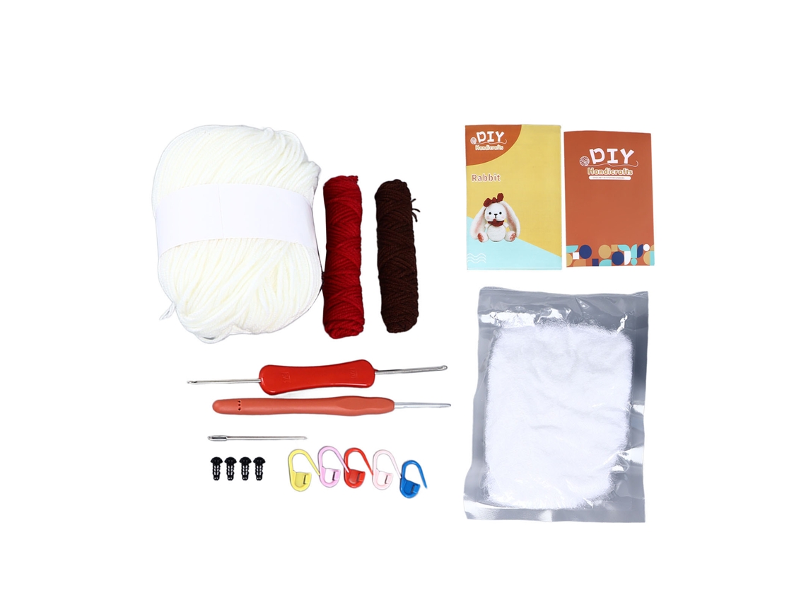 Kit de Crochê de Coelho Diy para Iniciantes com Tutorial em Vídeo Passo a Passo