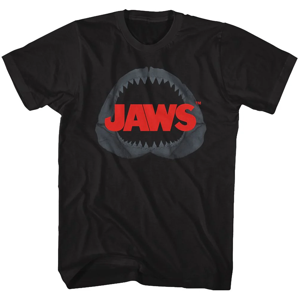 Unisex Adult T-shirt Rockinstone Jaws Movie Shark Jaw Black Sizexxxl