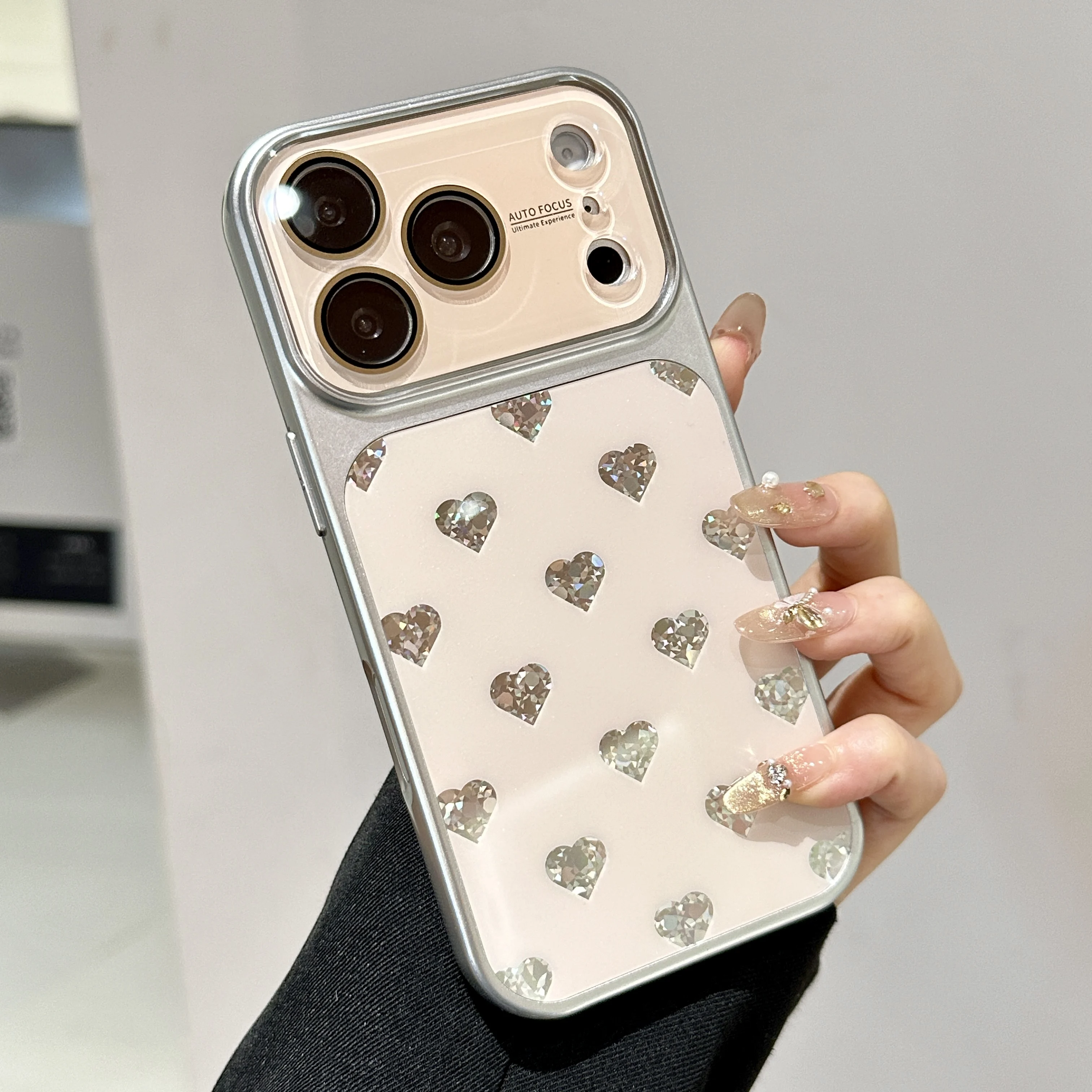 Capa De Celular Com Coração Brilhante (iphone 16), Capa Protetora Com Moldura À Prova De Choque.