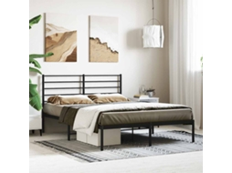 Vidaxl Estrutura De Cama Com Cabeceira 140x200 Cm Metal Preto