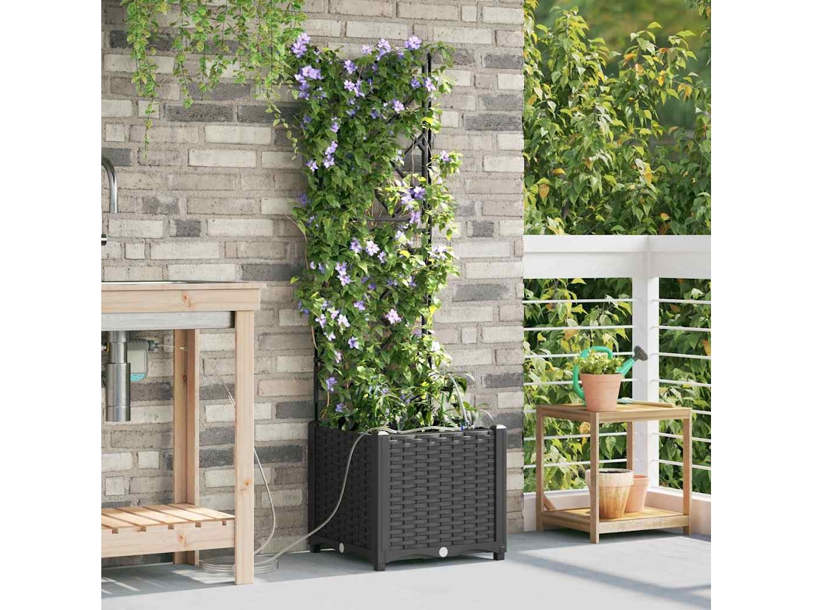 Vidaxl Vaso De Jardim Preto 40 X 40 X 142 Cm Pp