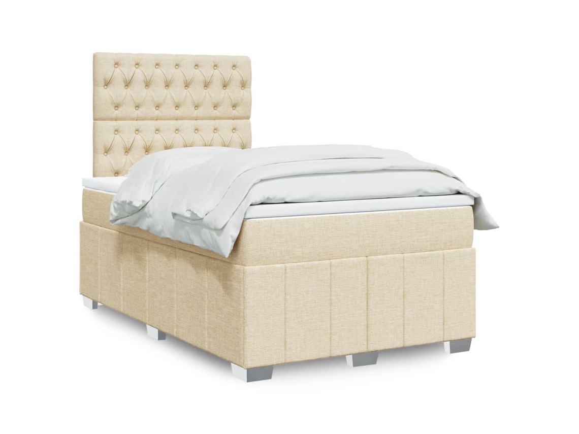 Vidaxl Cama Boxspring Com Colchão 120x190 Cm Tecido Cor Creme