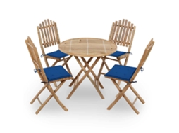 Pcs Conj. De Jantar Dobrável C/ Almofadões P/ Exterior Bambu Dkd Home Decor