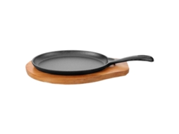 Sartén de Hierro Fundido com Base de Madeira Antiaderente para Carne e Ovos 30,00x20,30x1,50cm como Se Muestra