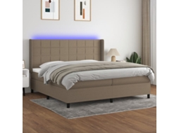 Vidaxl Cama Box Spring Colchão/led 200x200cm Tecido Cinza acastanhado