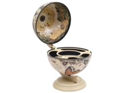 Vidaxl Garrafeira De Mesa Em Forma De Globo Madeira De Eucalipto Branco