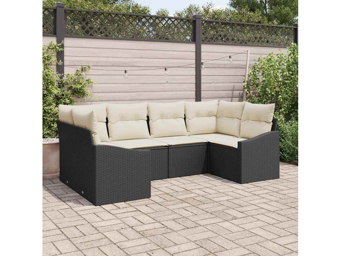 Vidaxl Conjunto De Sofás 6 Unid. Preto Vime Pe