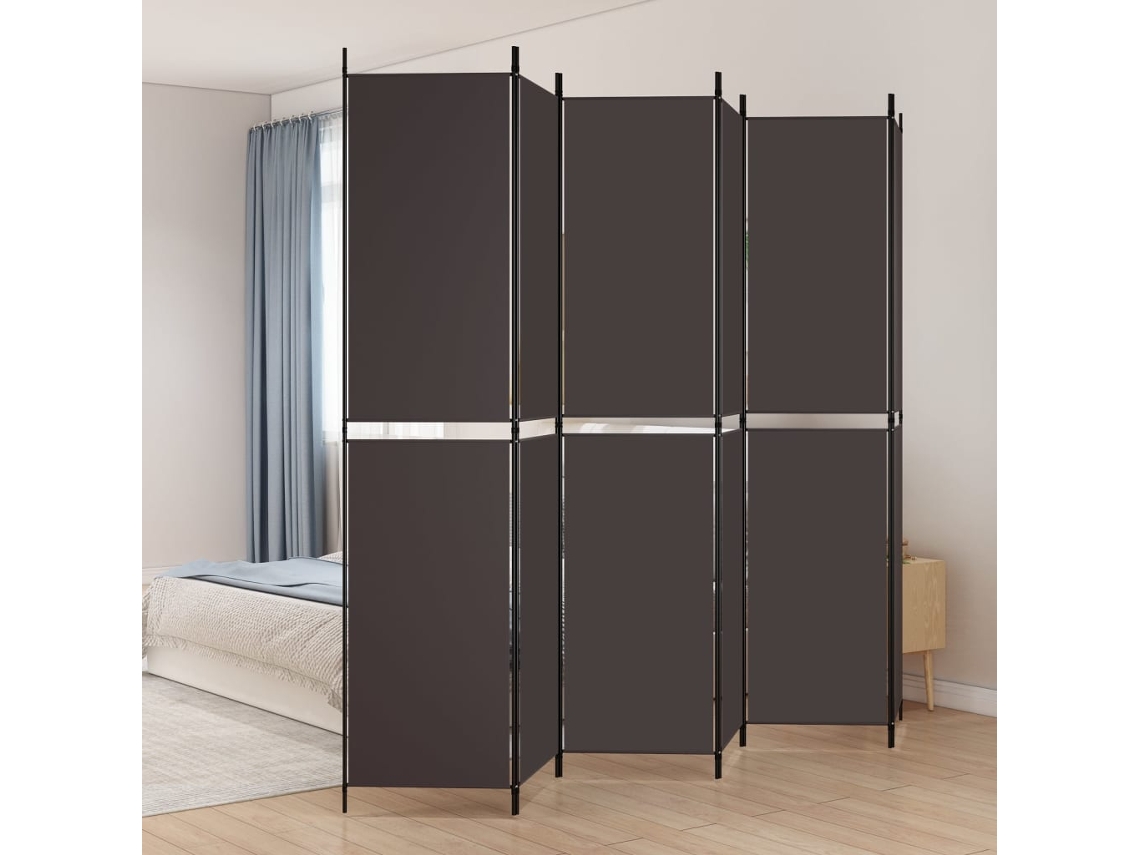 Vidaxl Divisória/biombo Com 6 Painéis 300x220 Cm Tecido Castanho