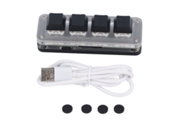 Teclado Mecânico Mini 4 Teclas Usb C Com Switch Vermelho Programável Rgb Anti Poeira Personalizável