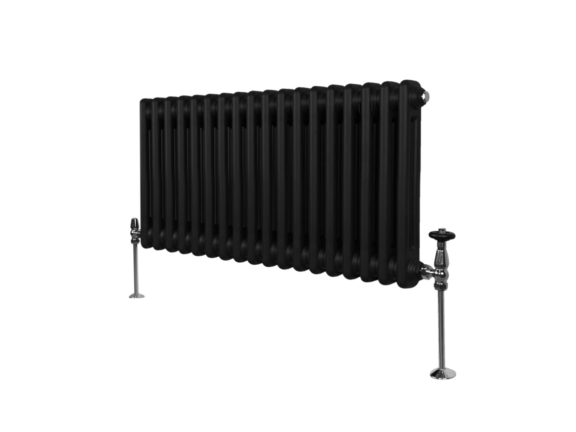 Radiador Tradicional Horizontal De 2 Colunas Em Preto – Aço Carbono 1,5 Mm, 1975 Btu, Pintura Em Pó Tripla, Suportes E