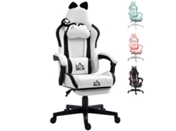 Cadeira gamer reclinável com apoio para os pés, altura ajustável, lombar, cabeça, branca ZENCORE SERVICES