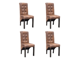 Vidaxl Cadeiras De Jantar 4 Pcs Couro Artificial Castanho