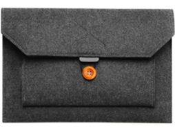 Bolsa De Feltro Preta Com Bolsos Extras E Fecho De Botão.