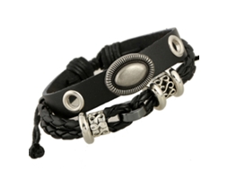 Pulseira De Couro Pu Vintage Punk Estilo Dupla Camada Ajustável