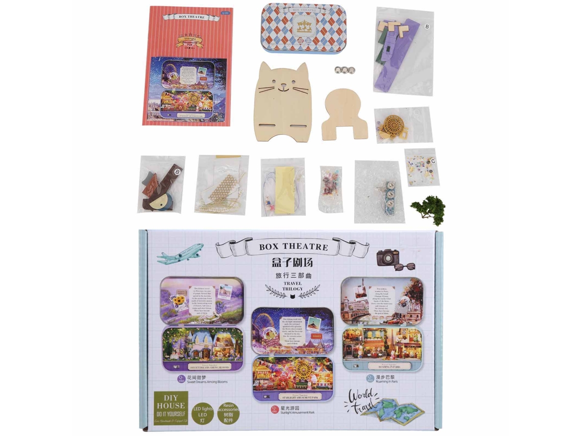 Primerox kit Casa de Bonecas de Madeira Diy com Luz Led Miniatura Presente de Natal Brinquedo para Crianças Q 011