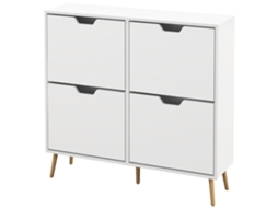 Sapateira 4 Gavetas 16 Pares Com Prateleiras Ajustáveis, 95x26x95 Cm, Branco