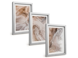 Composição De Quadrospedra, Mármore Abstrato Moldura Prateada Imagens Para Um Quarto Infantil Espelharte (3 Peças 20x30 Cm)