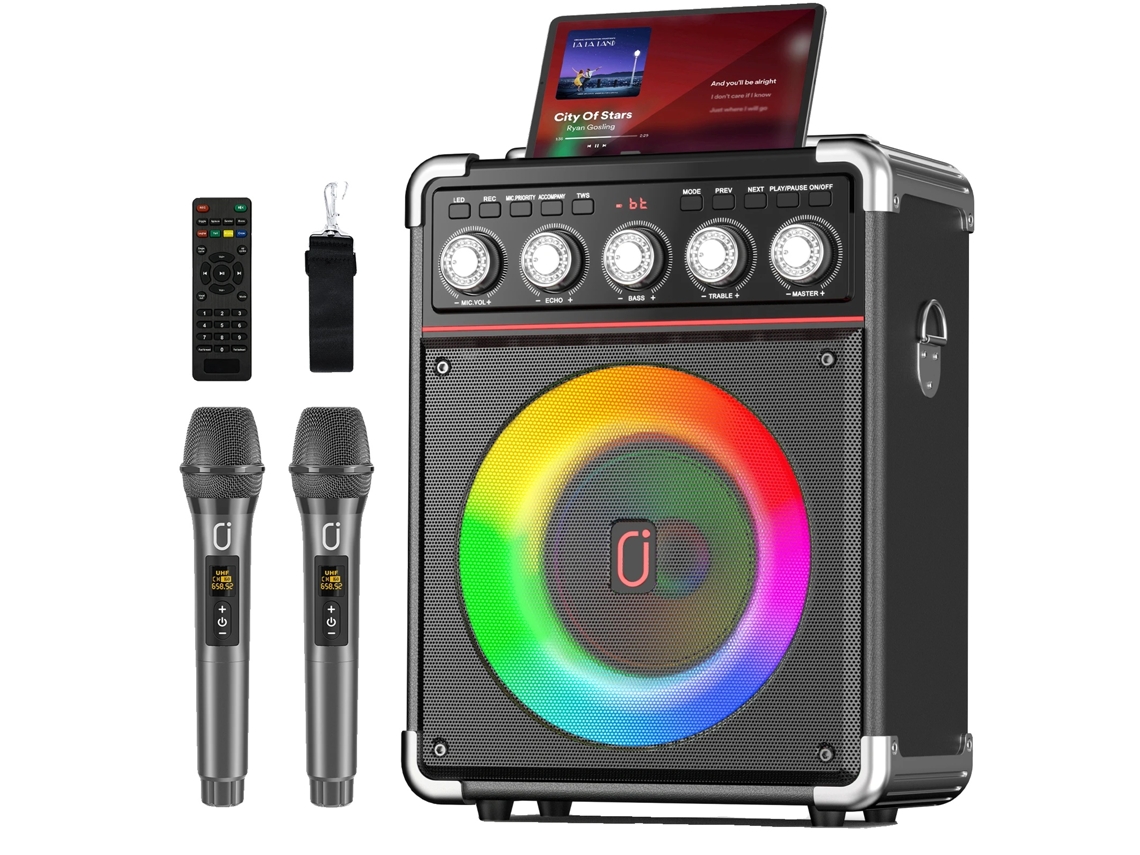 Máquina De Karaoke, Alto-falante Portátil, Microfone Sem Fio, Preto