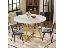 Mesa De Jantar Redonda Com Pernas De Metal Estilo Mármore Preto E Branco Para Cozinha E Café Da Manhã Mega Echo Trade Shop