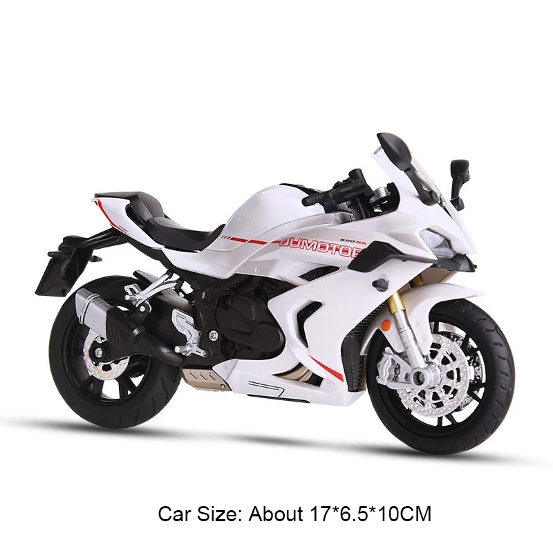 (600rs Branca) Escala 1:12 - Modelo De Motocicleta Em Miniatura - Simulação De Som E Luz