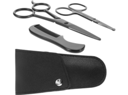Conjunto de aparador Bigode And Beard em aço inoxidável Prateado Com Pente.