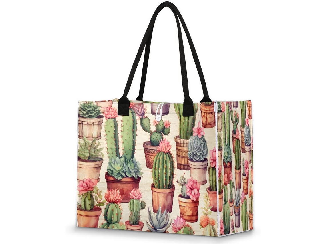 Bolsa Grande Tropicallife com Estampa de Cactos (42x17x33 cm)