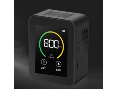Sem detector de dióxido de carbono inteligente USB sem fio de concentração de gás, preto LESHP