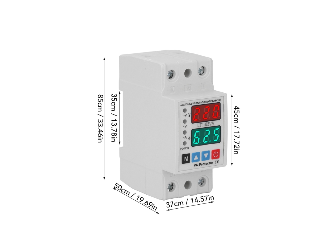 Protetor De Tensão E Corrente Ac220v 63a Com Display Duplo