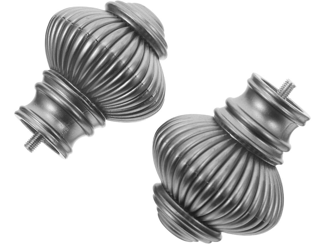 Conjunto De 2 Ponteiras Decorativas Para Varões De Cortina Romana, Em Plástico Cinza, Com 19 Mm De D