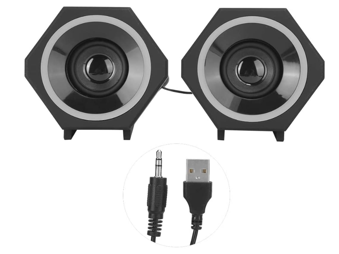Mini Alto Falante De Áudio Portátil Mini Sound Pc Alto Falante Usb Com Fio Subwoofer Surround Preto Lalamoli