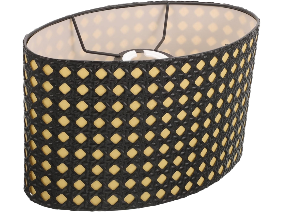 Luminária de Mesa e de Chão Oval Vazada em Metal, com Design Esculpido e Detalhes em Amarelo, Fácil de Instalar. SFUSHOS