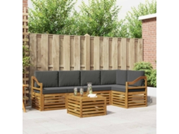 Vidaxl Conjunto De Sofás Para Exterior 6 Unid. Natural E Antracite