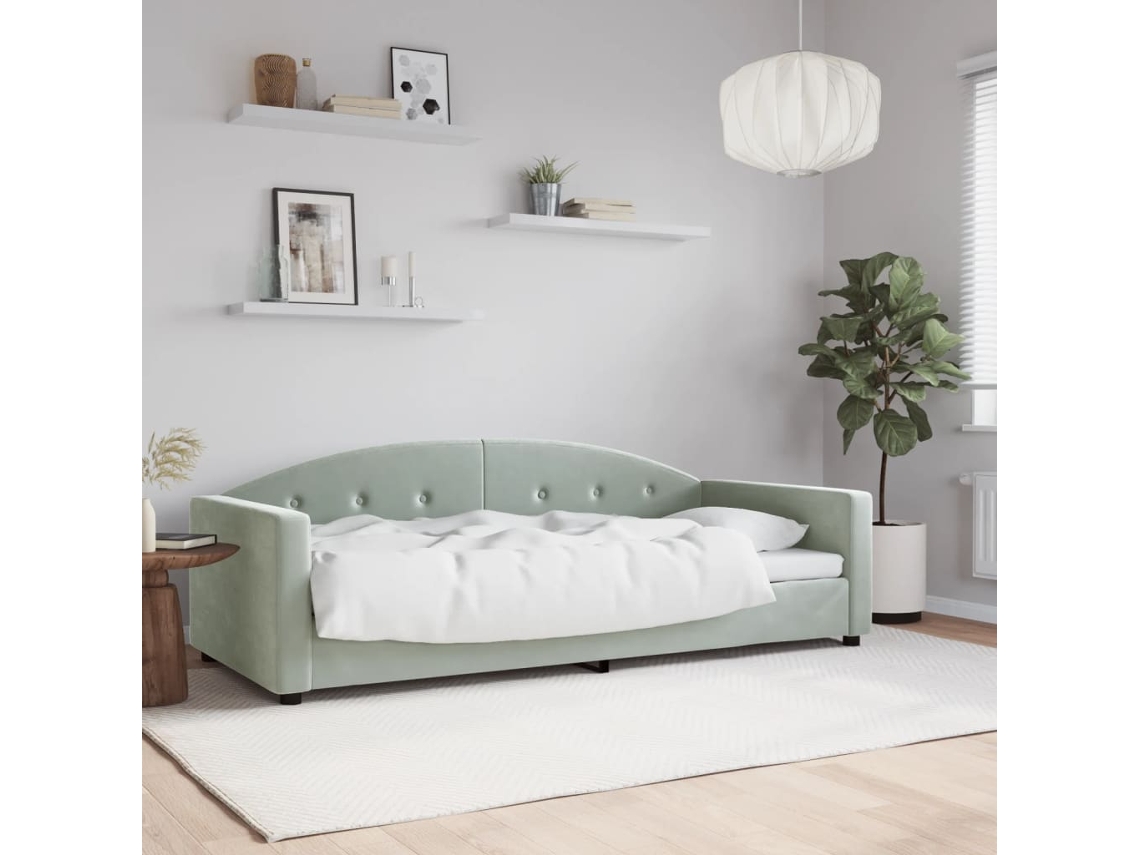 Vidaxl Sofá-cama 90x200 Cm Veludo Cinzento-claro