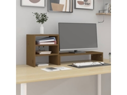 Vidaxl Suporte Para Monitor 81x20x30 Cm Pinho Maciço Castanho Mel