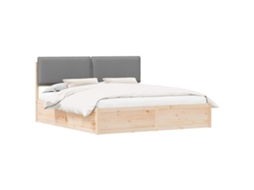 Estrutura de Cama com Cabeceira Estofada Cinzento Claro MAISON EXCLUSIVE